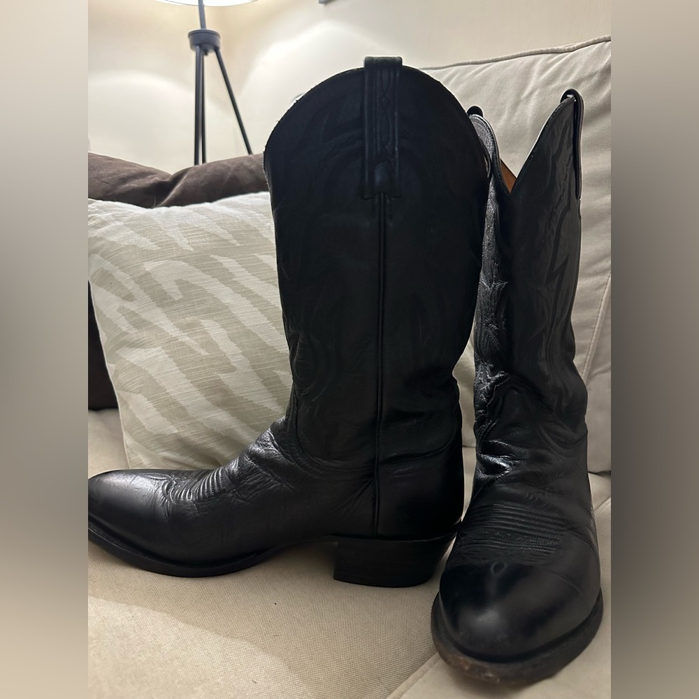 MEN’S VINTAGE LUCCHESE 2000 CLASSIC BLACK COWBOY BOOTS